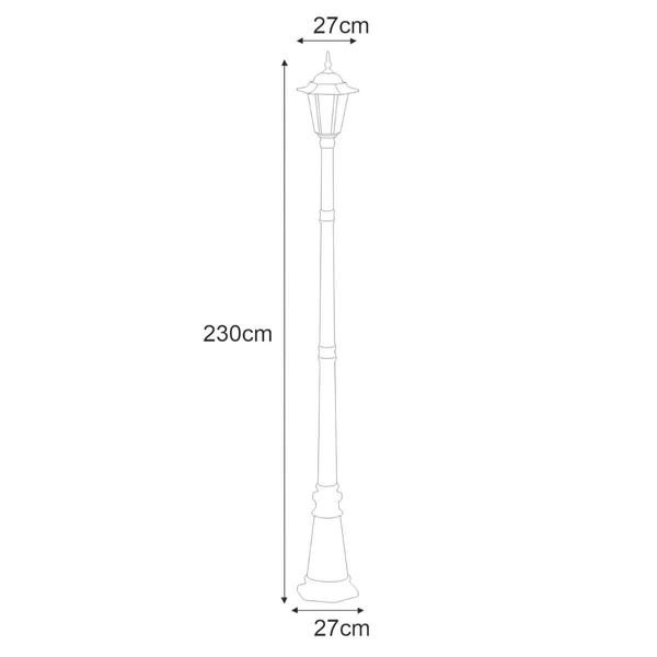 Stojąca LAMPA zewnętrzna Standard K-7064A/1 czarny/złoty Kaja metalowa OPRAWA ogrodowa latarnia masztowa IP44 czarna złota