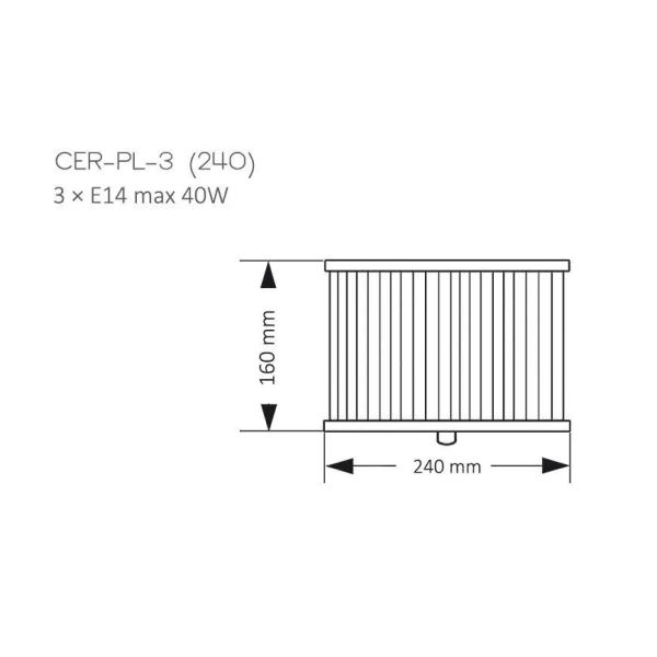 Szklany plafon do jadalni Cero CER-PL-3 (N) 240 ryflowany nikiel