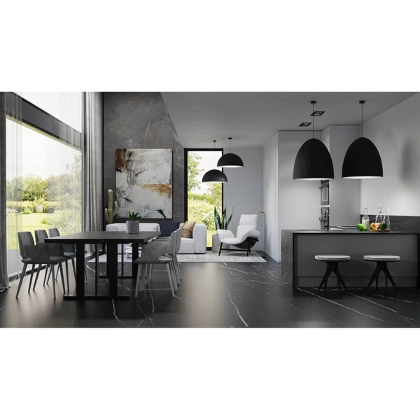 Metalowa lampa salonowa Gandra 5027+5055 Shilo półokrągła wisząca karbowana czarna