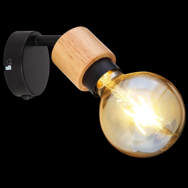 Regulowana LAMPA ścienna JORNA 54031-1 Globo metalowa OPRAWA kinkiet reflektorek czarny drewno