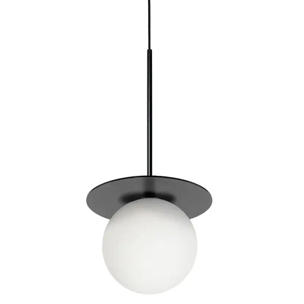 Wisząca lampa nad wyspę Borra BRB122P0 szklana metalowa biała czarna