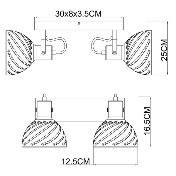 Lampa reflektorowa sufitowa Mori 54661-2 drewniana szara biała