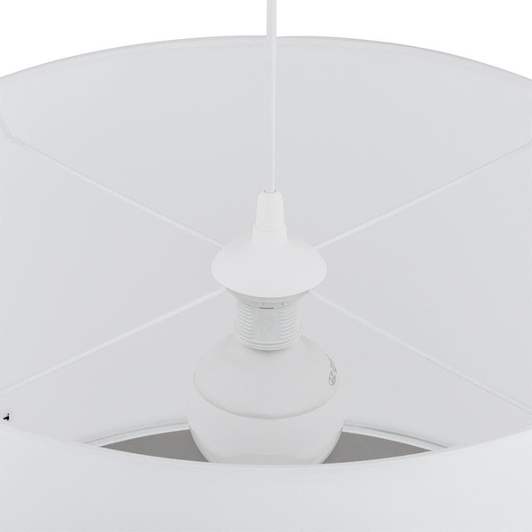 Wisząca lampa do salonu Rondo 3460 TK Lighting okrągła z tkaniny biała