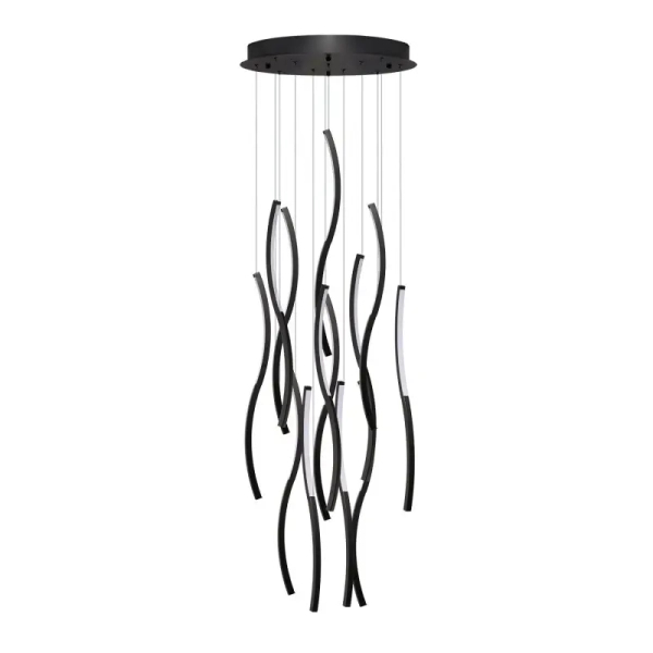 Kaskadowa wisząca lampa FLOW AZ7226 czarna 1xLED 115W 4000K do salonu