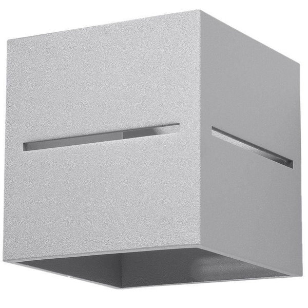 Kinkiet LAMPA ścienna SL.0205 metalowa OPRAWA kostka cube przyścienna szara