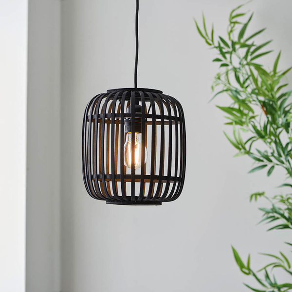 Bambusowa lampa wisząca Mathias 101700 klatka nad stół czarna