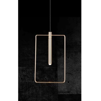 Wisząca lampa FARO 0545 prostokątna metalowy zwis ramka frame złoty