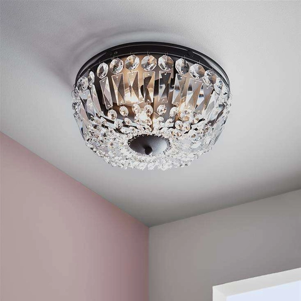 Plafon LAMPA sufitowa VASA 107587 Markslojd okrągła OPRAWA kryształowa crystal IP21 czarna przezroczysta