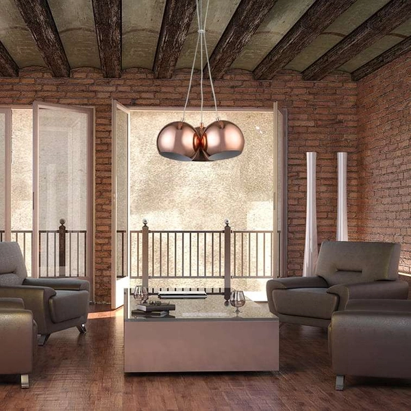 LAMPA wisząca RAME LP-2014/3P Light Prestige industrialna OPRAWA metalowa ZWIS kule balls miedziane