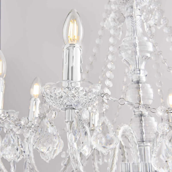 Żyrandol glamour świecznikowy Clarence 308-8CL Endon chrom przezroczysty