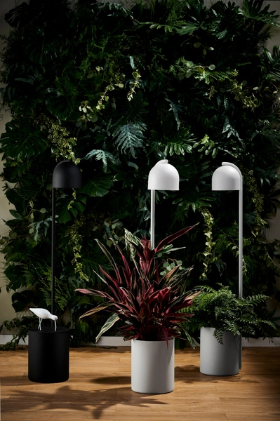 Dekoracyjna LAMPA stojąca BOTANICA 40850108 Kaspa podłogowa OPRAWA metalowa tuba z doniczką szara