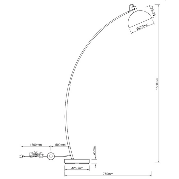 Podłogowa lampa salonowa Recife R46041032 czarna kopuła metalowa