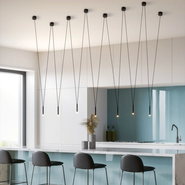 LAMPA wisząca Viva VII Nero Orlicki Design loftowa OPRAWA metalowy zwis kaskada czarna