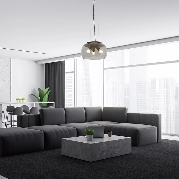 Wisząca lampa Ursula 3190 Rabalux szklana nad stół przezroczysta czarna