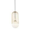 Modernistyczna LAMPA wisząca TELFORD P363PL-01G Maytoni metalowa OPRAWA druciany ZWIS szklana kula złota biała