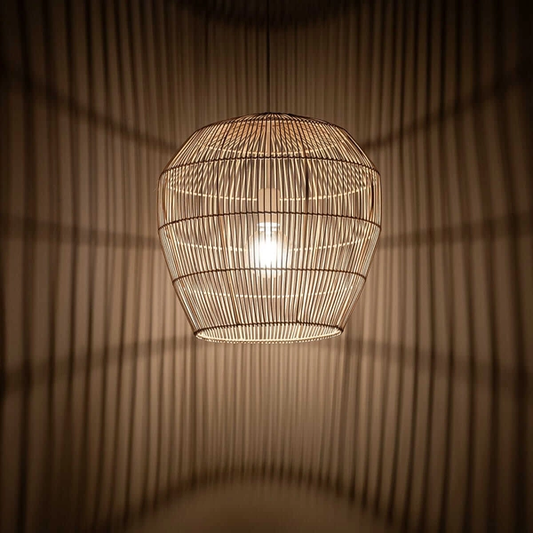 Bambusowa lampa wisząca Haiti 11163 japandi do kuchni cage koszyk biała