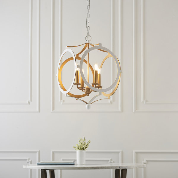 Nowoczesna lampa świecznikowa L&-191922 Light& zwis biała złota