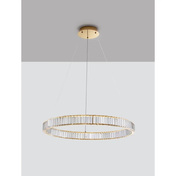 Ring lampa wisząca Bauta crystal LED 47W 3500K nad stół złota