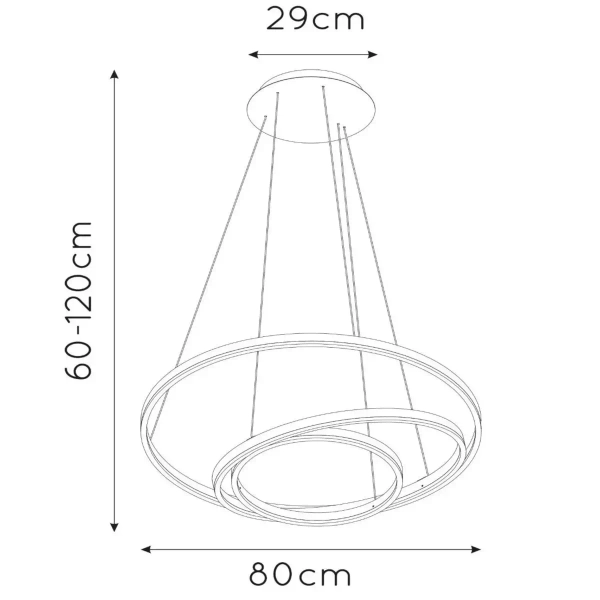Lampa zwis TRINITI 46402/99/31 Lucide LED 136W 3000K pierścienie biała