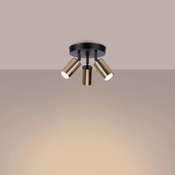 Lampa sufitowa Winx SL.1385 Sollux kuchenna tubki czarna złota