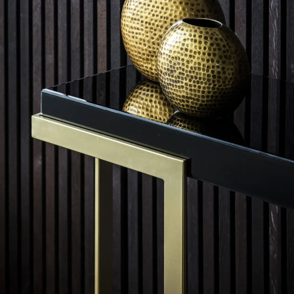 Szklana konsola do salonu Ardella 5059413405242 czarny złoty