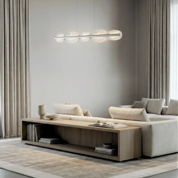 Lampa wisząca glamour nad stół kryształ aluminiowa POND AZ6782 LED 58W 3000K szampańska