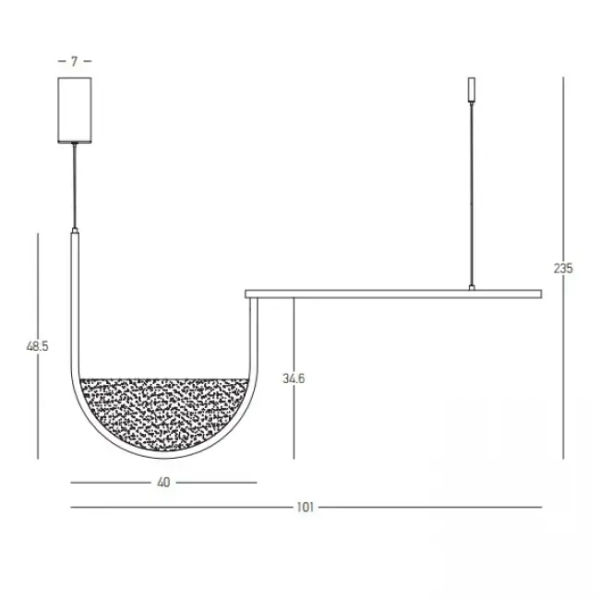 Salonowa wisząca lampa 23170 LED 35W 3000-4000k półpierścień czarny