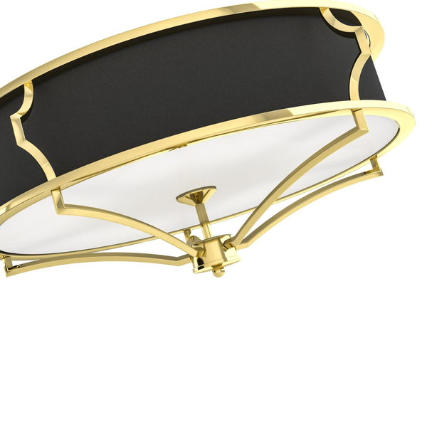 Sufitowa LAMPA plafon Stesso PL Gold / Nero M Orlicki Design klasyczna OPRAWA okrągła plafoniera abażurowa czarna złota