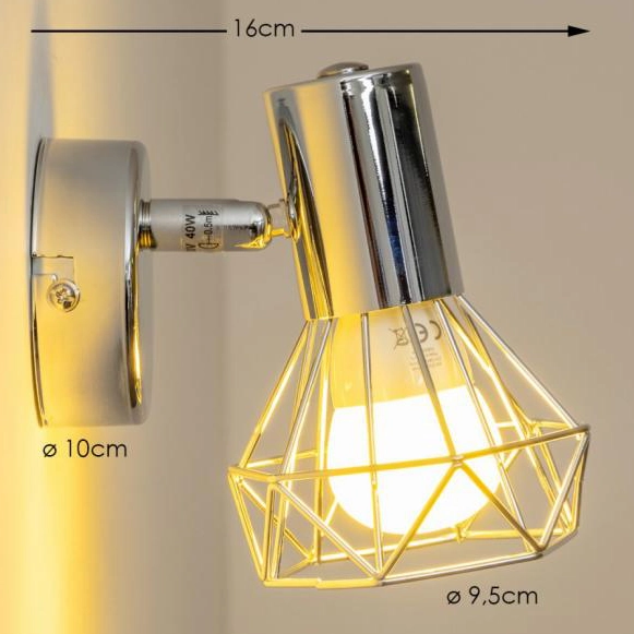 Kinkiet LAMPA ścienna XARA 54802-1 Globo druciana OPRAWA regulowana drut chrom