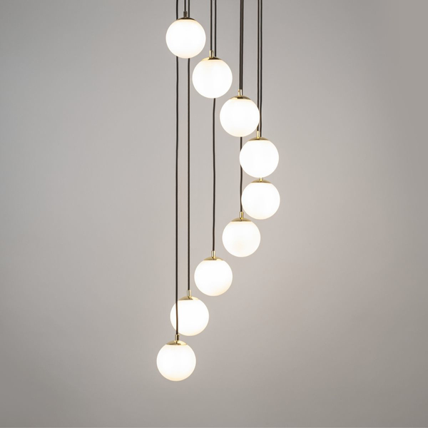 Salonowa lampa wisząca Piano 33661 Sigma kulista szklana biała mosiądz
