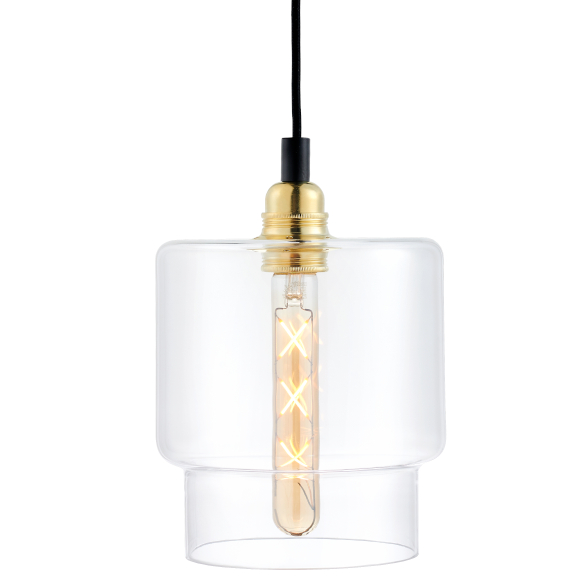 Loftowa LAMPA wisząca LONGIS 10874105 Kaspa szklana OPRAWA skandynawski ZWIS okrągły złoty przezroczysty czarny