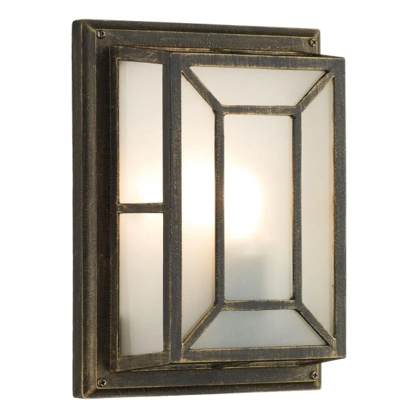 Ogrodowa lampa ścienna Trent TRE5254 retro szklana IP44 czarny złoty