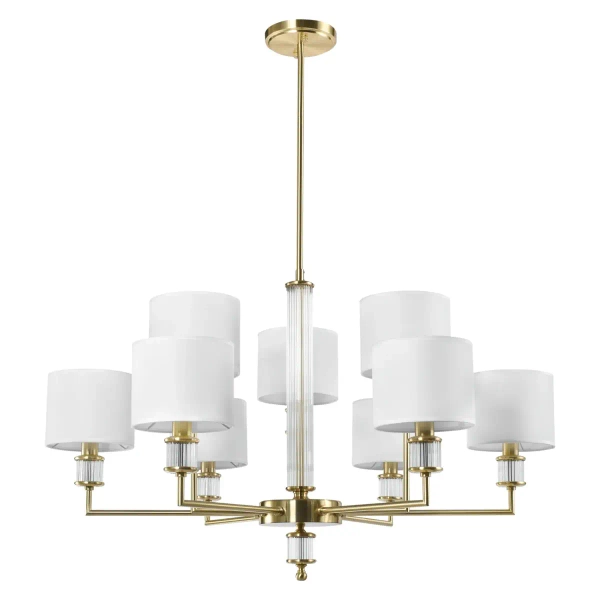 Wielopunktowa lampa sufitowa SUTTON P09685BR-WH z abażurkami mosiądz biały