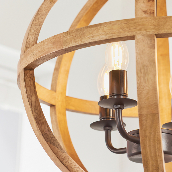 Wisząca lampa Toba 73575 Endon klatka na łańcuchu czarna drewno