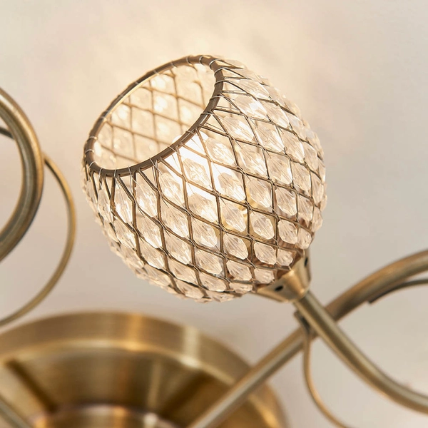 Szklana lampa sufitowa Aherne 73757 koraliki mosiądz przezroczysty