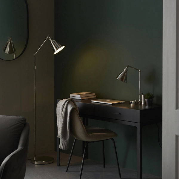 Regulowana lampa podłogowa L&-197835 Light& metalowa nikiel