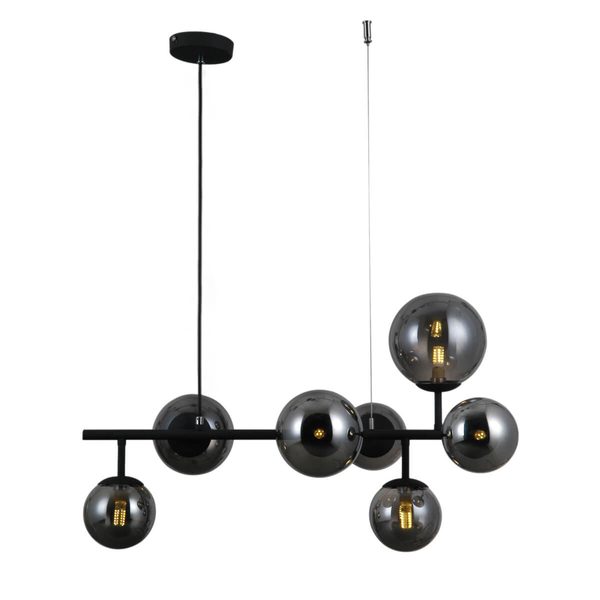 LAMPA wisząca FRONTERA PND-40423-7 Italux loftowa OPRAWA modernistyczny ZWIS kule balls czarne przydymione
