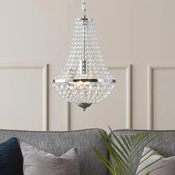 Wisząca lampa pałacowa Granso 104889 kryształki salonowe chrom