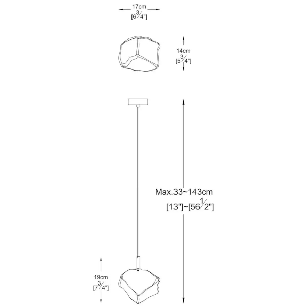 Lampa wisząca ROCK P0488-01F-U8AC szklana kamień złoty przezroczysty