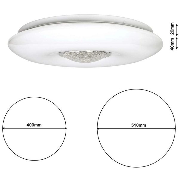 Plafon LAMPA sufitowa VELA ML4401 Milagro okrągła OPRAWA z pilotem LED 24W 3000K - 6000K kryształki białe