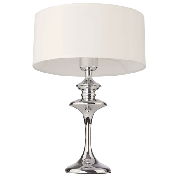Klasyczna LAMPA stołowa ABU DHABI T01413WH Cosmolight abażurowa LAMPKA biurkowa stojąca do przedpokoju biała