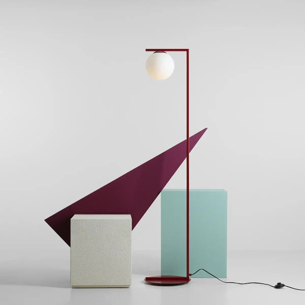 Kulista lampa podłogowa Zac 1038A15_1 Aldex metalowa biała czerwona