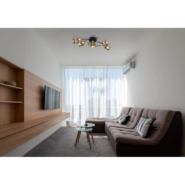 Lampa sufitowa Indiana 54357-5B kryształowa czarna przydymiona