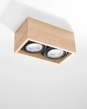 Spot LAMPA sufitowa SL.0916 prostokątna OPRAWA drewniany downlight drewno