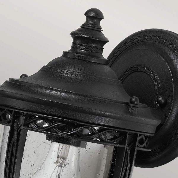 Zewnętrzna LAMPA elewacyjna English FE-EB2-S-BLK Elstead FEISS ogrodowa OPRAWA ścienna szklana latarenka IP44 czarna przezroczysta