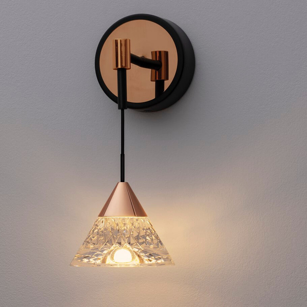 Kryształowy ścienny kinkiet GUAY LE44213 LED 7W 3000K stożek złoty czarny