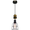Industrialna LAMPA wisząca PONTE PND-4290-1-L Italux druciana OPRAWA metalowy zwis klatka drewno czarna