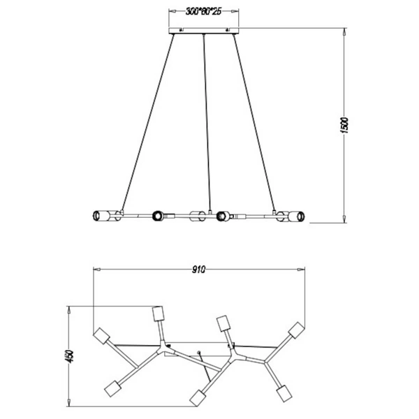 Metalowa lampa wisząca CROSS 306700732 Trio do kuchni złoty czarny