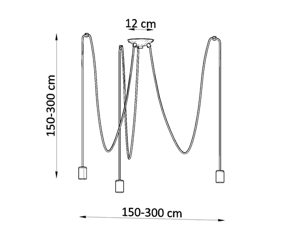 LAMPA wisząca SL.0370 industrialna OPRAWA pająk ZWIS kable przewody żarówki bulbs loft czarny