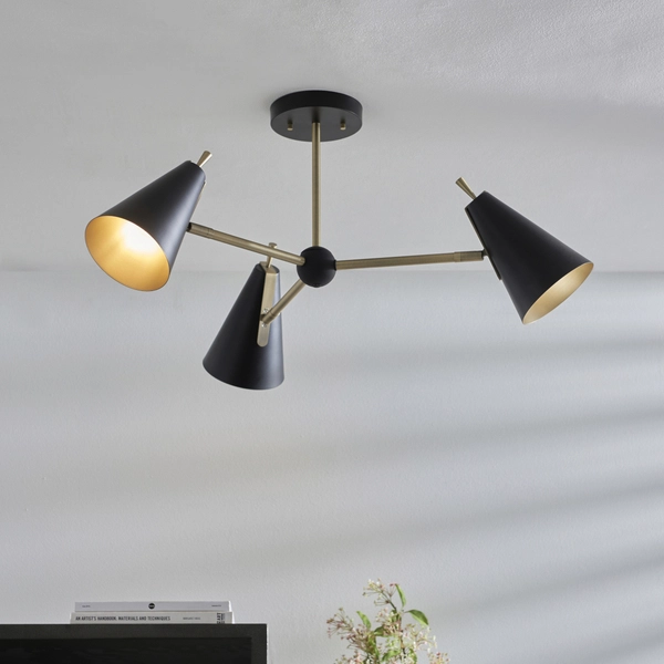 Wisząca lampa stożkowa L&-196746 Light& do salonu czarna mosiądz